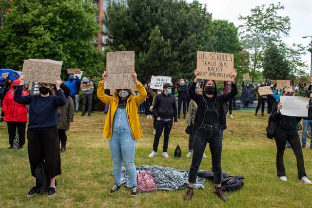 Black Lives Matter demonstration in Devonshire Green, Sheffield.  6 June 2020. Picture Bruce Rollinson