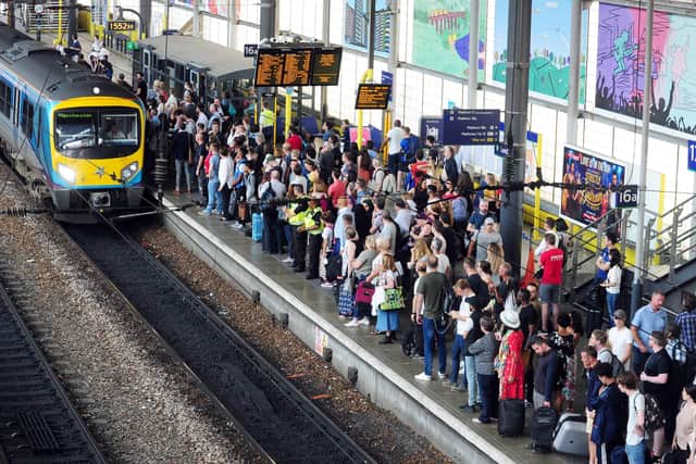 Rail Passengers face delays at Leeds Railway Station after lighting caused problems on some of the lines in July 2018. Picture by Simon Hulme
