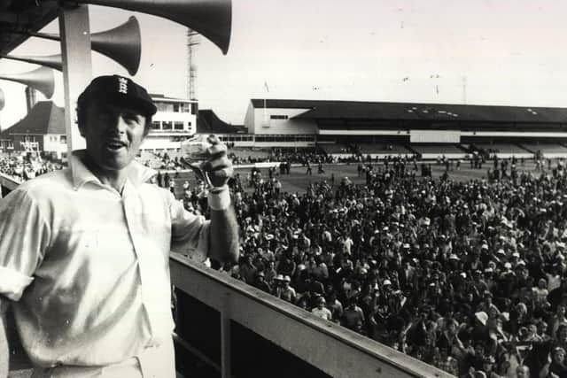 Magic moment: They gathered in their thousands in 1977 to salute Geoff Boycott's moment of destiny as he became the first batsman in history to score his 100th century in a Test match,  his monumental 191 paving the way for an innings win over Australia. Picture: Yorkshire Post
