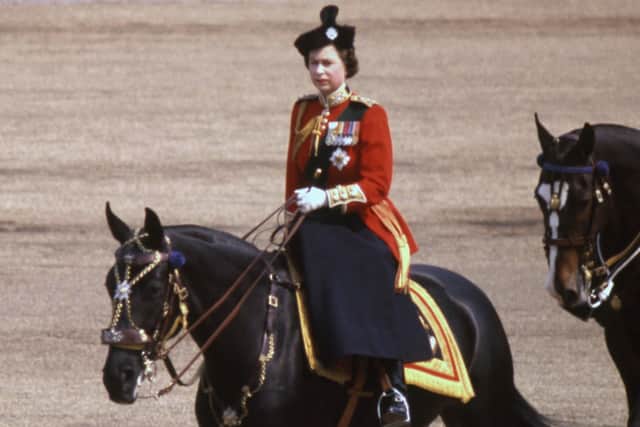 The Queen on Burmese at Trooping of the Colour.
