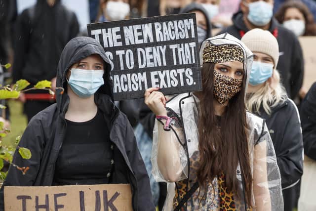 People attend an anti-racism protest in Queens Gardens, Hull, following a raft of Black Lives Matter protests that took place across the UK over the weekend. The protests were sparked by the death of George Floyd, who was killed on May 25 while in police custody in the US city of Minneapolis.