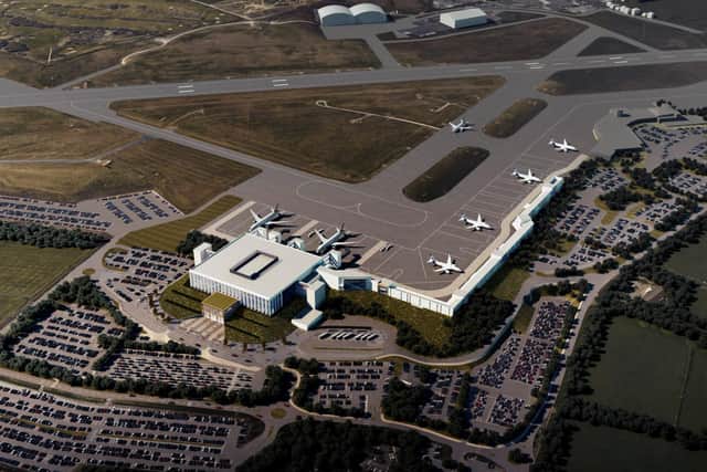 An artist's impression of the proposed new Leeds Bradford Airport terminal.
