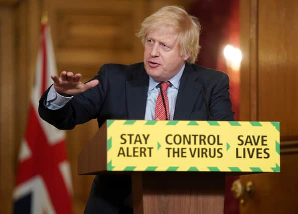 Boris Johnson, during a media briefing in Downing Street