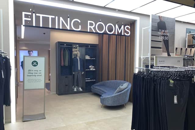 This is department store Marks & Spencer altering its fitting rooms ahead of Monday's reopening of non-essential stores.
