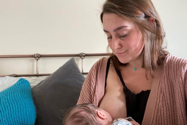 First-time mum Ashlee Graham, 26, welcomed her daughter Agnes into the world at home - a week after her partner Richard received notice he was on the COVID-19 high-risk list.