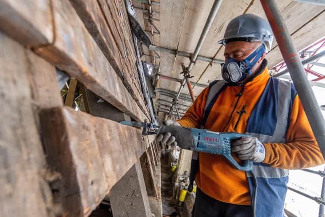 Crucial work is underway at Beverley Minster’s Lesser South Transept. Picture: James Hardisty