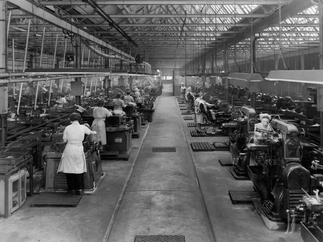 Women working in Sheffield's factories helped with the war effort.