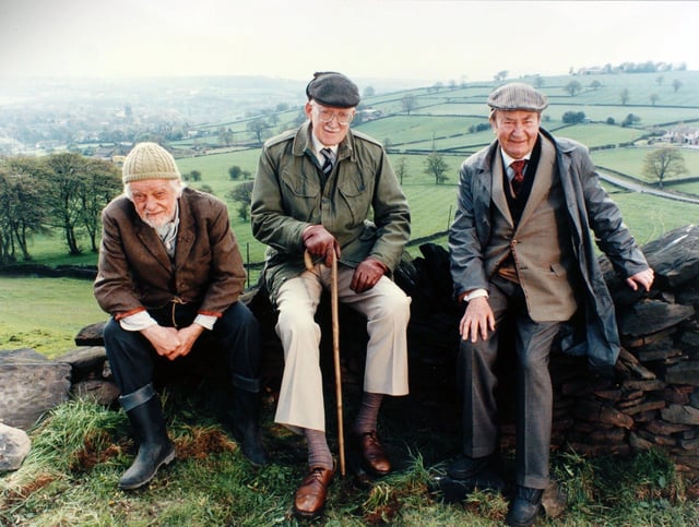 Bill Owen as Compo, Brian Wilde as Foggy and Peter Sallis as Clegg, in 1997
