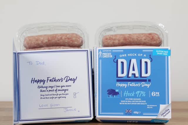 The pack of Heck! sausages can be signed like a card as a gift for Fathers day. Image Glen Minikin.