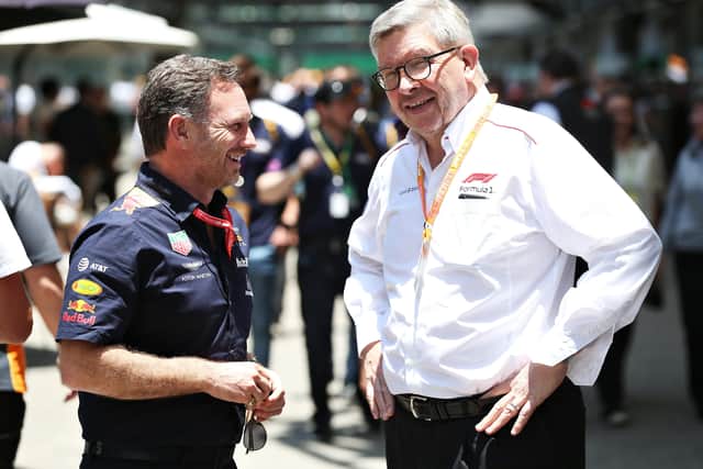 OPTIONS: Ross Brawn, managing director (sporting) of the Formula One Group, pictured with Red Bull Racing team principal Christian Horner. Picture: Charles Coates/Getty Images