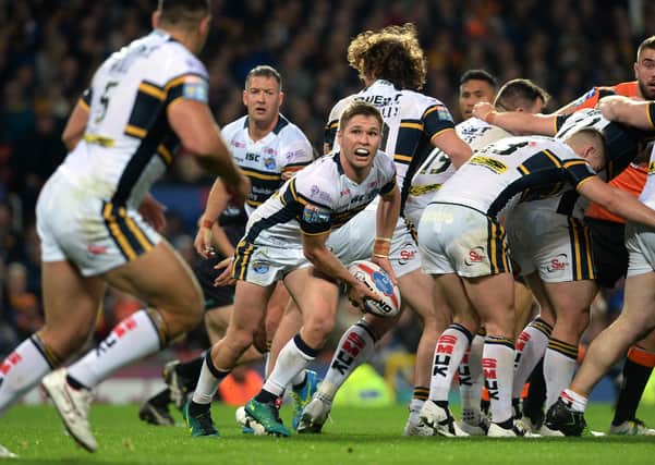 Matt Parcell clears from a scrum.
Super League Grand Final 2017: Castleford Tigers v Leeds Rhinos.  Old Trafford.
7 October 2017.  Picture Bruce Rollinson