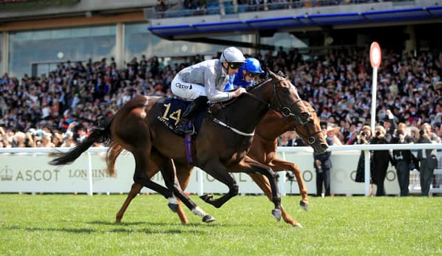 This was Space Traveller and Danny Tudhope winning last year's Jersey Stakes at Royal Ascot.