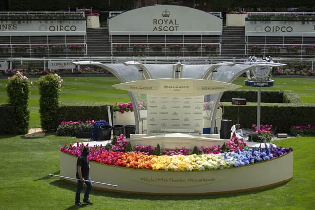 A floral rainbows will adorn the Royal Ascot presentation podium this year.