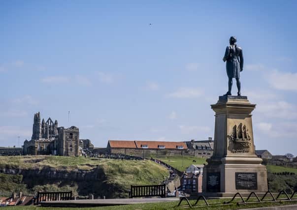 Captain Cook's memorial statue in Whitby.
