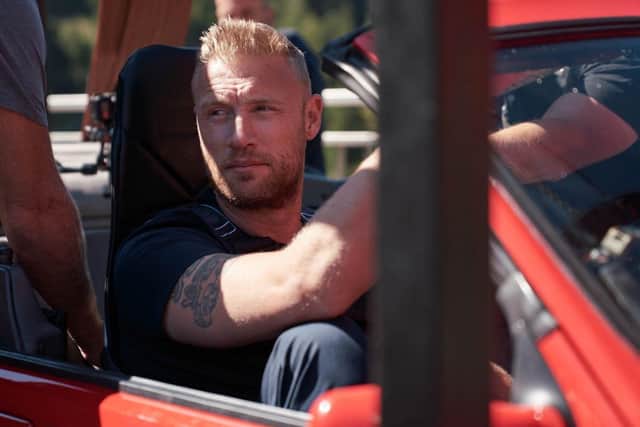 Andrew 'Freddie' Flintoff will return alongside Paddy McGuiness and Chris Harris for the 29th season of Top Gear on BBC later this year. Credit: BBC Studios/Lee Brimble