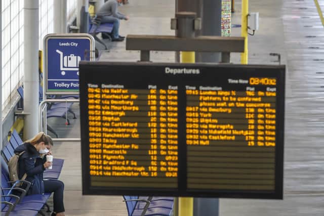 The scene at Leeds station as face coverings became mandatory from Monday.