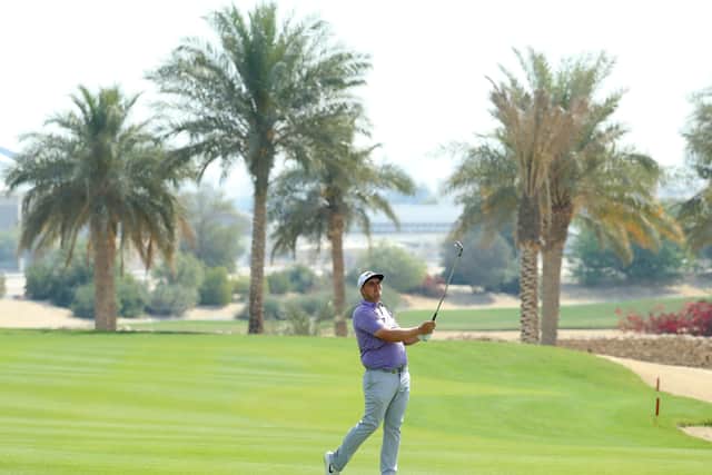 Marcus Armitage of England plays his second shot on the third hole during the third round of the Commercial Bank Qatar Masters at Education City Golf Club on March 07, 2020 in Doha, Qatar. (Picture: Warren Little/Getty Images)