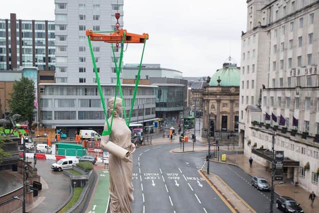 New statues being installed at The Majestic in Leeds. Picture: Duncan Lomax at Ravage Productions