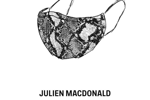 The British Fashion Council designer face covering by Julien Macdonald