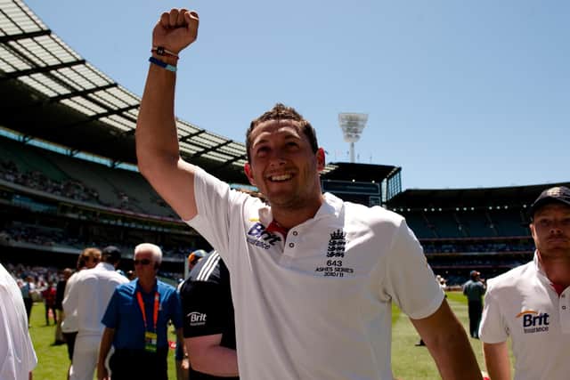 GREAT DAYS: Tim Bresnan celebrates winning the fourth test at Melbourne Cricket Ground in Melbourne back in December 2010. Picture: Gareth Copley/PA