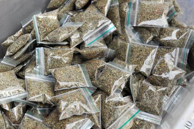 Quantities of the drug spice, seized by police officers in Yorkshire