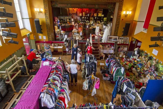 The hall has become the setting for Miss Victoria's Second-Hand Pop-Up Emporium