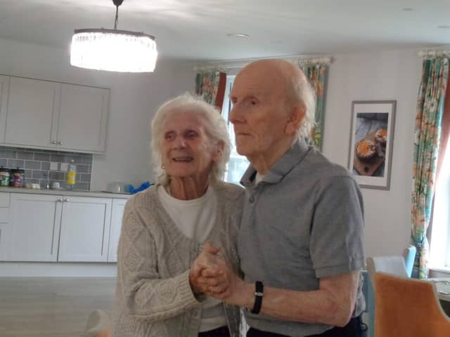 Gordon and Rita Evers enjoy a dance on their 66th wedding anniversary.