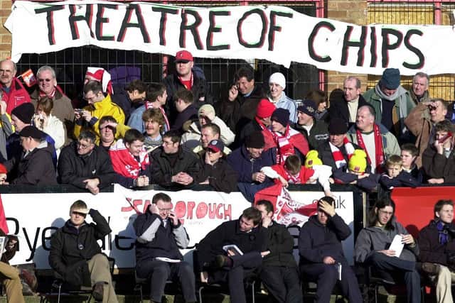 The McCain stadium, home ground of Scarborough FC turned into the Theatre of Chips on in January 2004 when the minnows took on the giants of the Premiership, Chelsea in the FA Cup. Reporters had to take their press box al fresco owing to over subscription. (Picture: Mike Cowling)