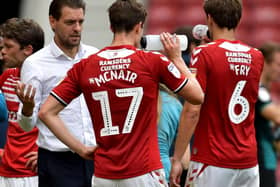 Middlesbrough FC head coach Jonathan Woodgate, left, tries to get his point across during Saturday's 3-0 Championship defeat to Swansea City. Picture: FrankReid