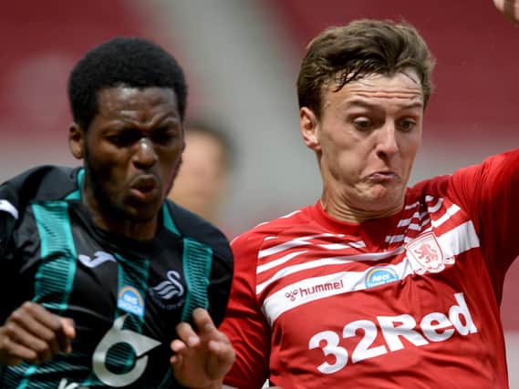 Middlesbrough defender Dael Fry in action during Saturday's 3-0 Championship loss to Swansea City. Pictures: Frank Reid.