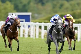 The grey Art Power surges clear under Silvestre de Sousa to win the opener on day four of Royal Ascot.