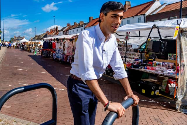 Chancellor Rishi Sunak during a walkabout in Northallerton. Photo: James Hardisty.