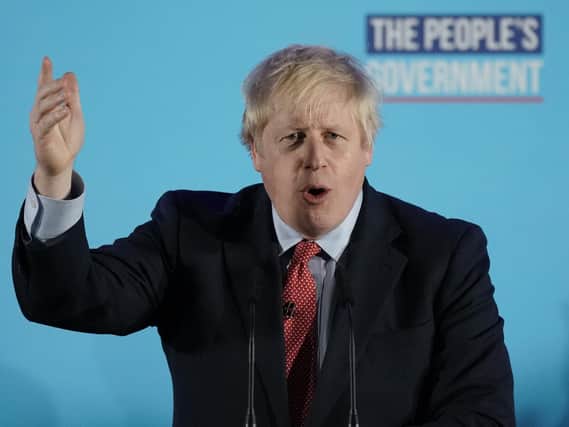 Pictured, Prime Minister Boris Johnson, speaks to supporters and press as the Conservatives celebrate a sweeping a election victory on December 13, 2019. Photo credit: Christopher Furlong/Getty Images