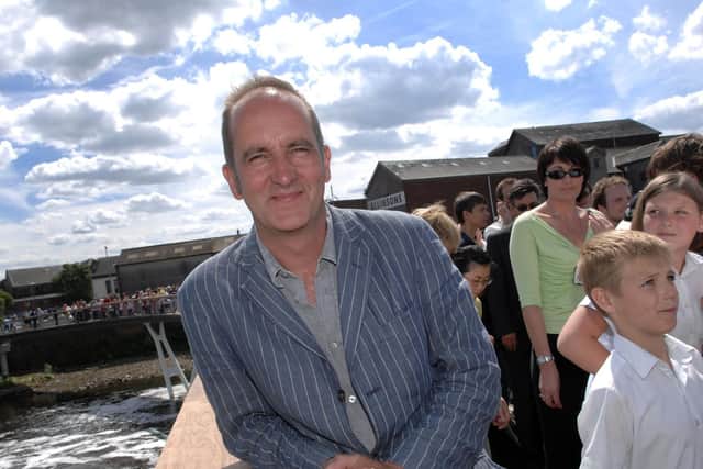 Kevin McCloud on the new bridge that crosses the river Aire at Castleford.