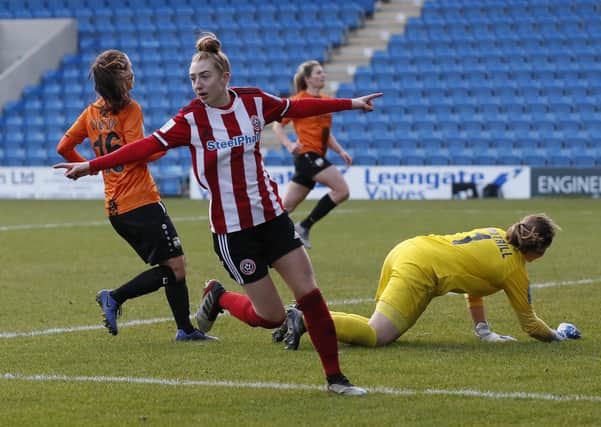 New deal - Jade Pennock celebrates scoring the first goal during the The FA Women's Championship match at the Proact Stadium, Chesterfield (Picture: Simon Bellis/Sportimage)