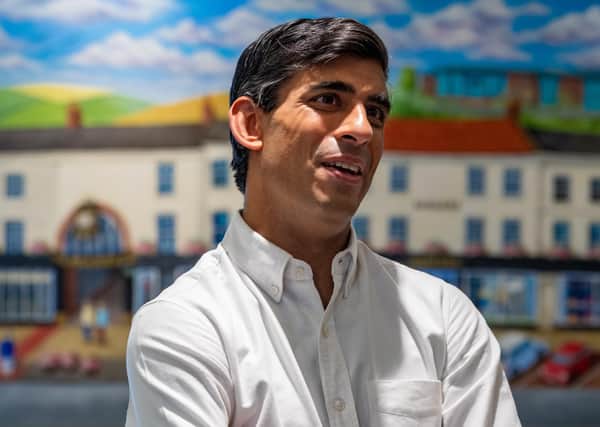 Chancellor Rishi Sunak during his visit to Barkers department store in Northallerton. Photo: James Hardisty.