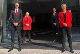 The Metro Bank Sheffield team: (left to right) Store Manager, Chris Gore; Local Business Manager, Andrea Ottewell; Commercial Banking Manager, Howard Mills and Local Director, Michelle Slater