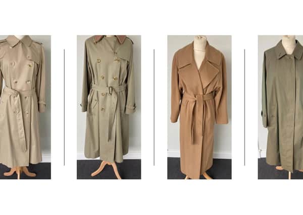 Some of the rare Burberry coats up for auction, probably bought at sample sales.