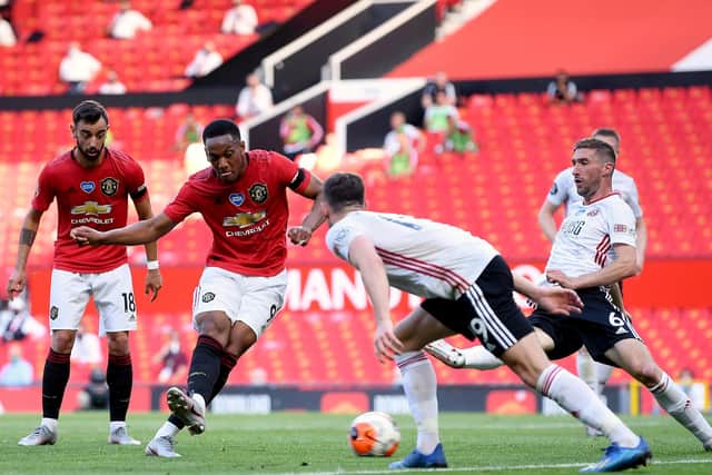 Manchester United's Anthony Martial scores his side's second goal of the game (Picture; PA)