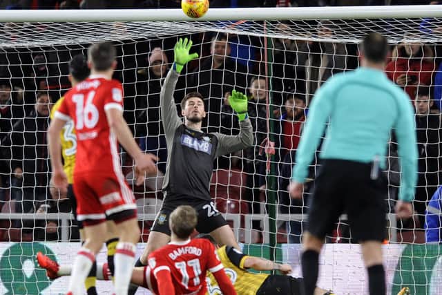 Another save from Owls keeper Joe Wildsmith against Boro back in 2018 (Picture: Steve Ellis)