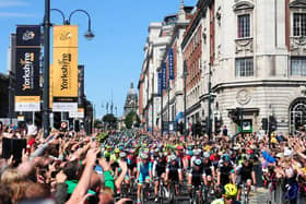 The scene in Leeds at the start of the 2014 Tour de France.