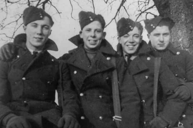 Sydney Mould pictured 
second from right during his RAF service.