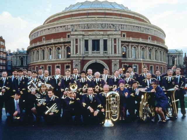 Grimethorpe Colliery Band outside the Royal Albert Hall in 1996.