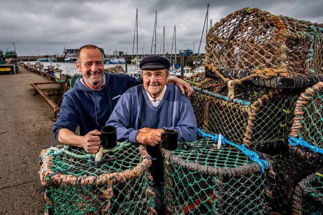 Rolly Rollisson,91, Bridlington oldest fisherman with his son Rolo, 58 Picture: James Hardisty