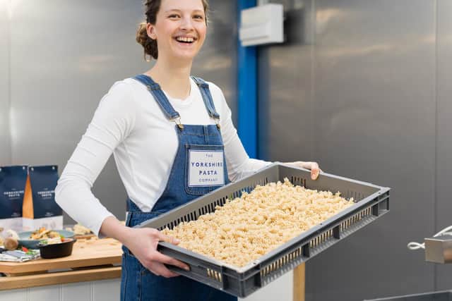 Kathryn busy preparing one of the five types of durum wheat-free pasta that make up the Yorkshire Pasta Companys range. Photo: Jaye Cole