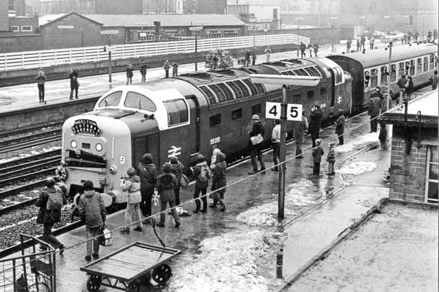 A nostalgia photo of rail passengers at Doncaster.