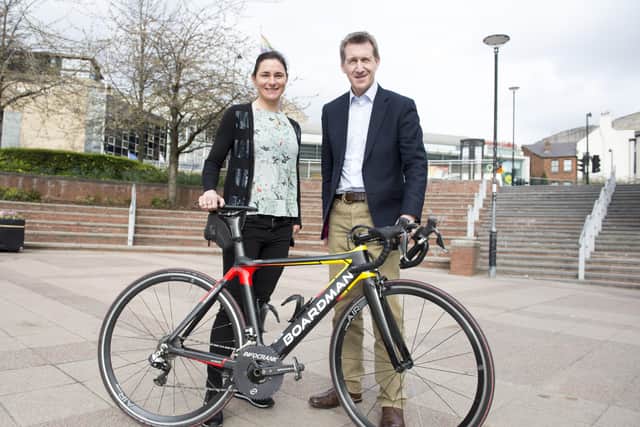 Sheffield City Region mayor Dan Jarvis with Paralympian champion Dame Sarah Storey, South Yorkshire's Active Travel Commissioner.