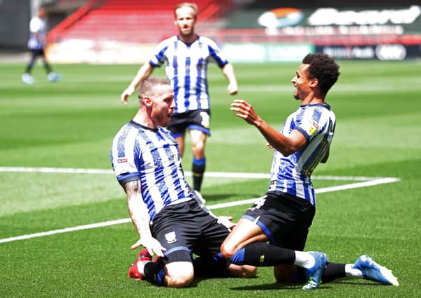 Sheffield Wednesday's Connor Wickham celebrates scoring his side's first goal. Picture: PA