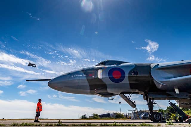The Vulcan lives at Doncaster Sheffield Airport, its former RAF base during the Cold War
