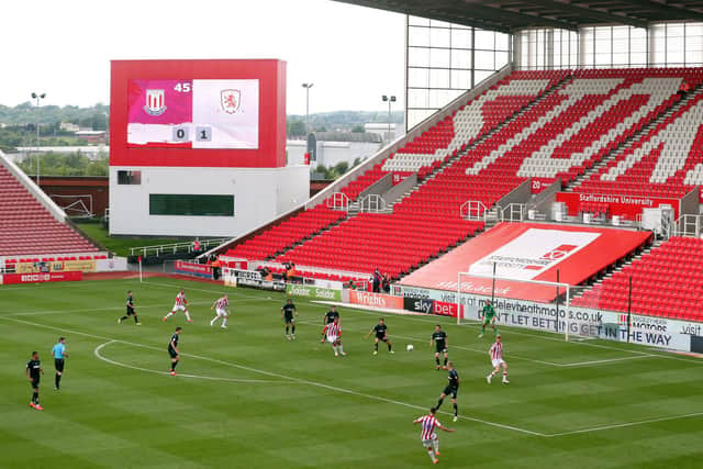 BEHIND CLOSED DOORS: The scene at an empty Bet365 Stadium. Picture: David Davies/PA Wire.